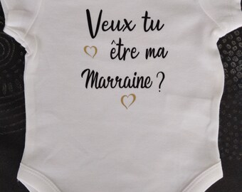 Bodies Body de bebé unisex personalizado "¿Serás mi madrina o mi padrino u otra palabra de tu elección?"