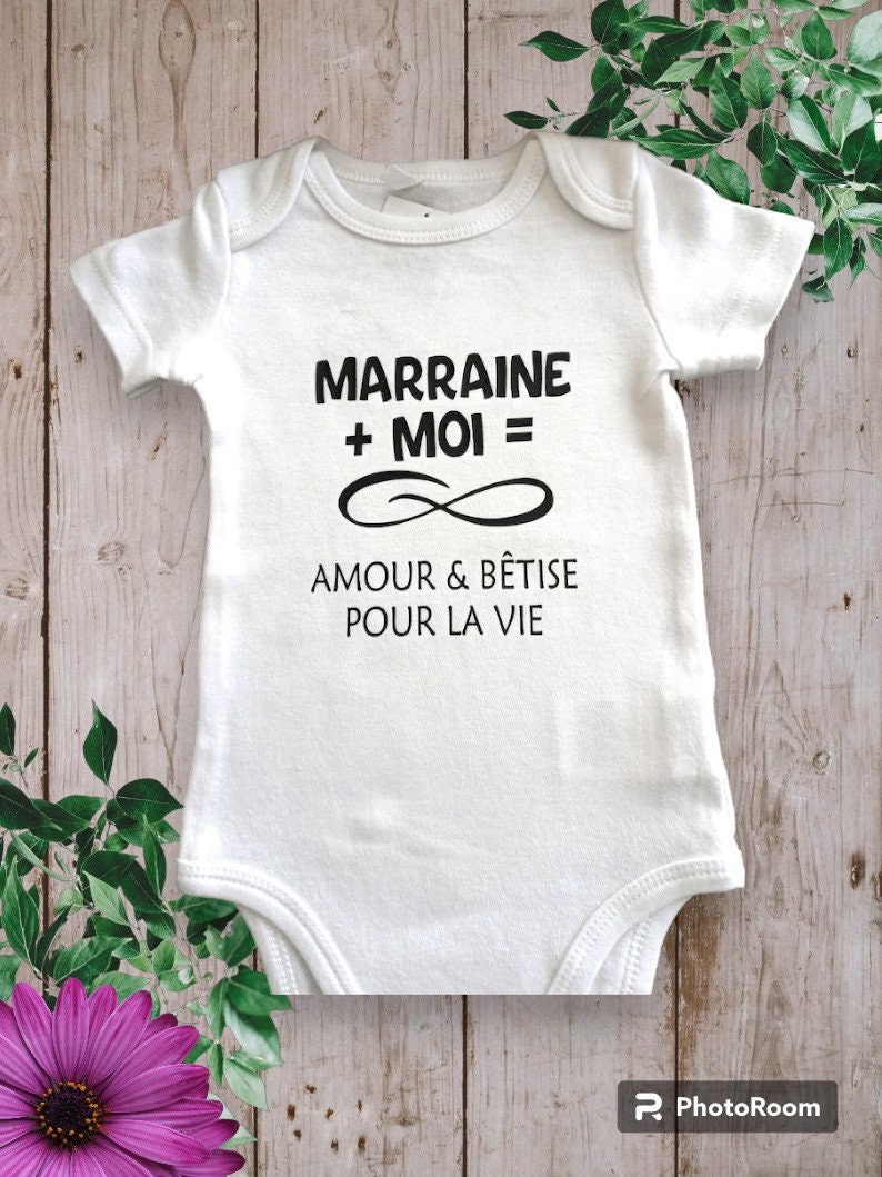 Bodie Body bébé personnalisé Marraine ou le mot de votre choix Moi Infini Amour & Bêtise pour la vie Noir