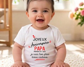 Baby bodysuit or "Happy Birthday Dad" T-shirt – Original gift for dad – Funny and sweet gift idea – Choice of colors
