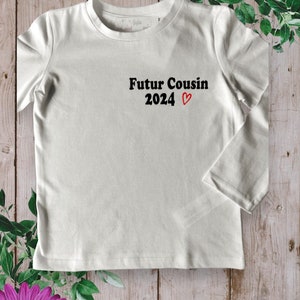 Bodies ou T-shirts unisexe personnalisé Annonces grossesse Futur Cousin 2024 ou personnalisation au choix Grand frère, Future cousine Rouge