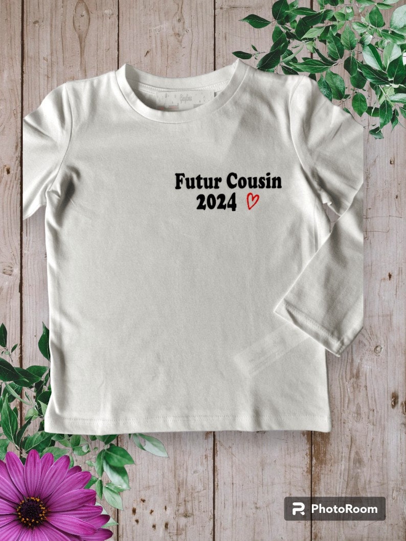 Bodies ou T-shirts unisexe personnalisé Annonces grossesse Futur Cousin 2024 ou personnalisation au choix Grand frère, Future cousine Rouge