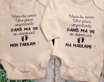 Body Bodie personalizzato "Vuoi avere un posto importante nella mia vita diventando la mia madrina?" o il mio padrino?