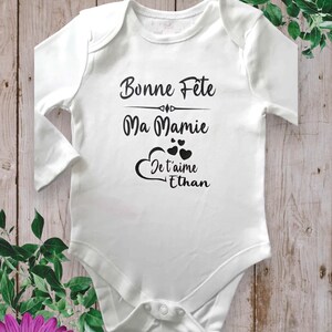 Personalized Baby Bodysuit Happy Birthday My Dad or the word of your choice My Grandma, My Mom... with First Name noir