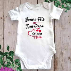 Personalized Baby Bodysuit Happy Birthday My Dad or the word of your choice My Grandma, My Mom... with First Name rouge