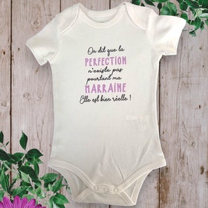 Personalized baby bodysuit "They say perfection doesn't exist, but my godmother is very real" or any other word of your choice