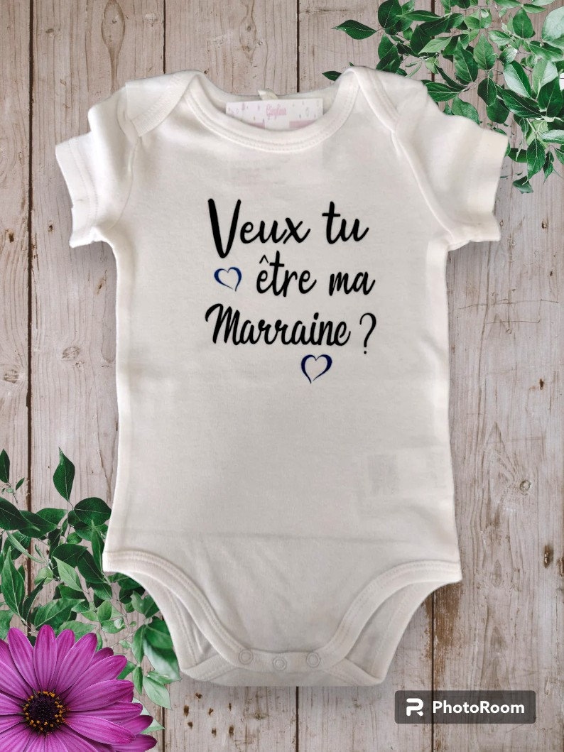 Bodies Body bébé unisexe Personnalisé Veux tu être ma Marraine ou mon Parrain ou autre mot de votre choix BLEU ROYAL