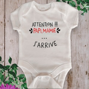 Personalized baby bodysuits &quot;Watch out for Grandpa, Grandma, I&#39;m coming&quot; or with the words of your choice instead of grandpa, grandma