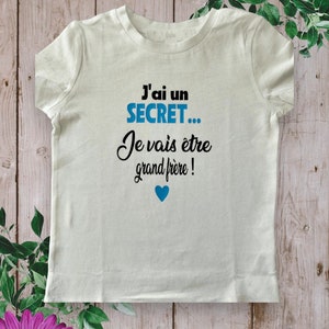 Bodies Body ou t-shirt bébé unisexe idéal pour Annoncer une grossesse J'ai un SECRET je vais être grande sœur ou grand frère, cousine ... image 8