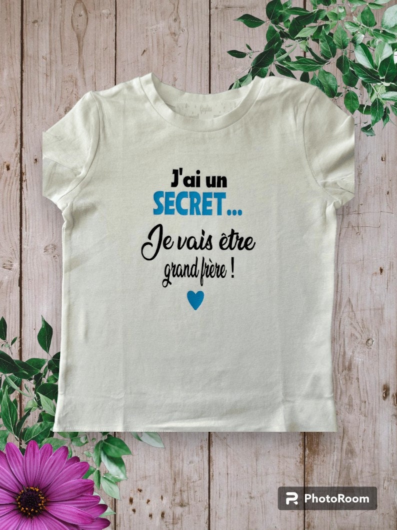 Bodies Body ou t-shirt bébé unisexe idéal pour Annoncer une grossesse J'ai un SECRET je vais être grande sœur ou grand frère, cousine ... image 8