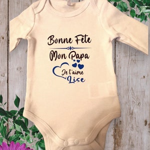 Personalized Baby Bodysuit Happy Birthday My Dad or the word of your choice My Grandma, My Mom... with First Name bleu royal