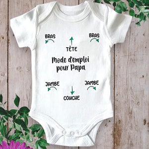 Bodie Body bébé Personnalisé Notice Pour PAPA ou par le mot de votre choix Parrain , marraine etc... Vert foncé