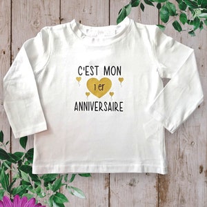 Bodie Body ou T-shirt bébé unisexe Personnalisé "C'est Mon 1er Anniversaire " avec possibilité de mettre un prénom