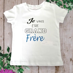 Unisex children's t-shirt ideal for announcing a pregnancy I am going to be a big brother or big sister of your choice color of brother or sister of your choice Bleu royal