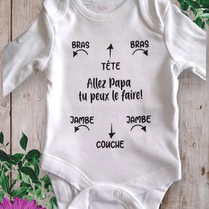 Bodie Personalized baby bodysuit Come on Dad you can do it Possibility of modifying the word Dad with the word of your choice NOIR
