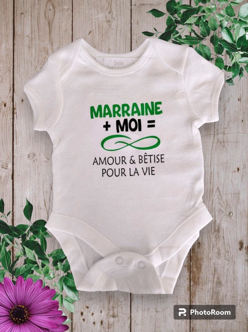 Bodie Body bébé personnalisé Marraine ou le mot de votre choix Moi Infini Amour & Bêtise pour la vie image 1