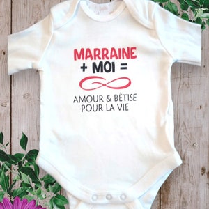 Bodie Body bébé personnalisé Marraine ou le mot de votre choix Moi Infini Amour & Bêtise pour la vie Rouge