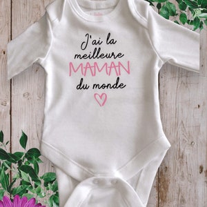 Bodys de bebé unisex personalizados Tengo la Mejor MAMÁ del Mundo o con la palabra que tú elijas TATA, ABUELA... Rose claire