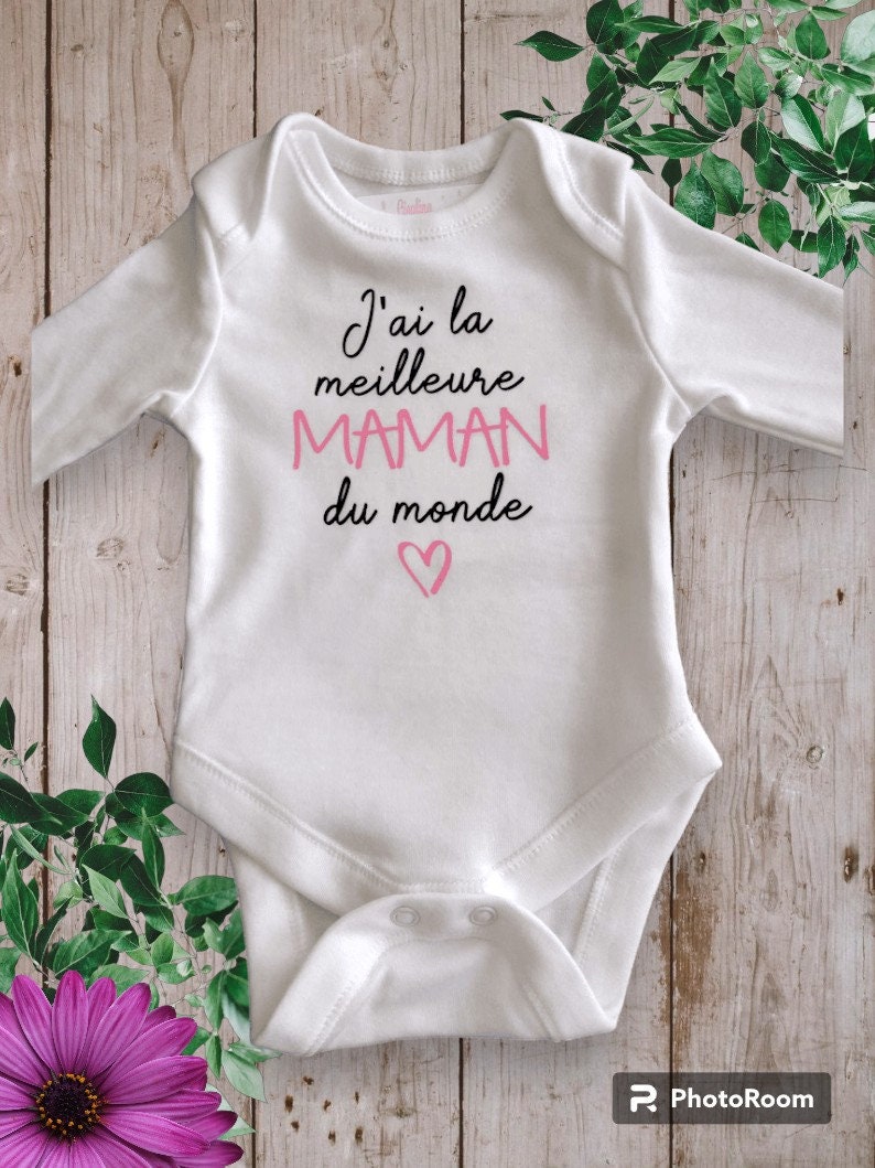 Personalized unisex baby bodysuits I have the Best MOM in the World or with the word of your choice TATA, GRANDMA... Rose claire