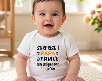 Baby Bodysuit - Surprise Pregnancy Announcement - Dad's Coming! | Personalized Baby Bodysuit for Expectant Fathers | Pregnancy Announcement Gift | Baby Shower Gift