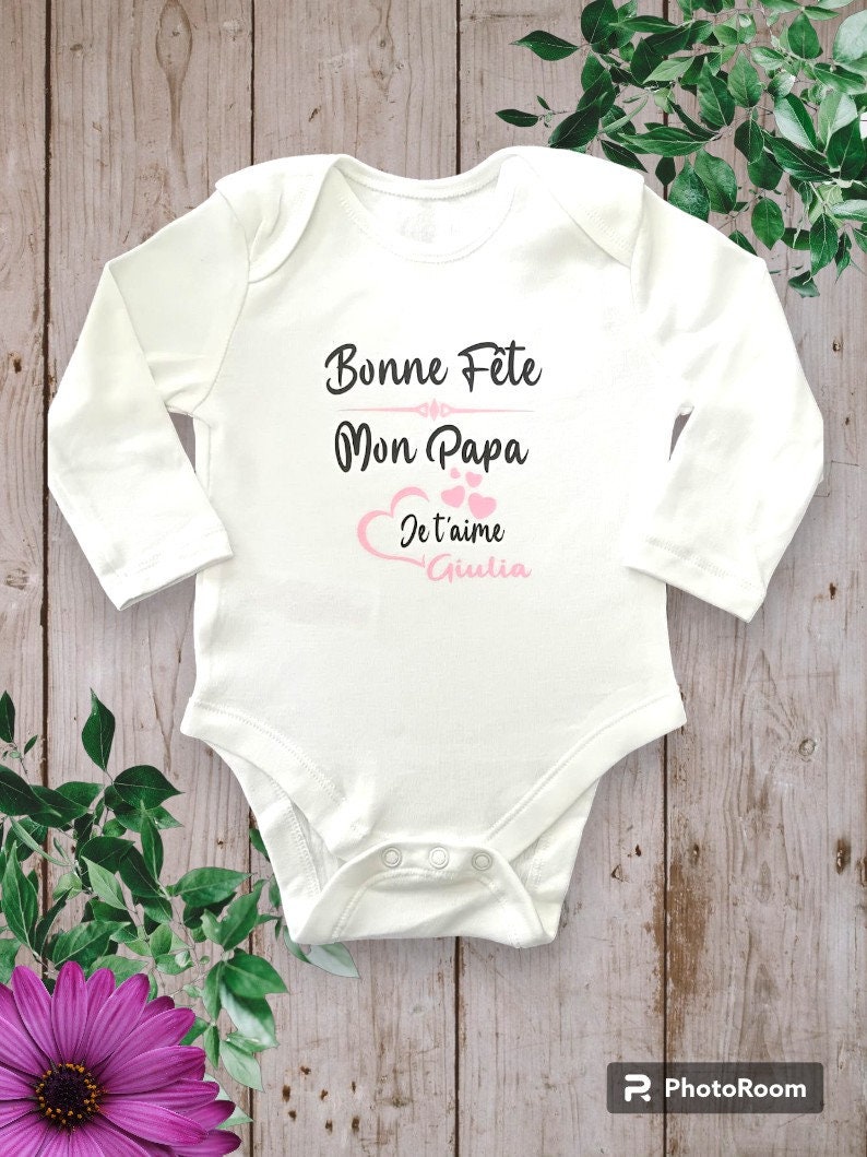 Personalized Baby Bodysuit Happy Birthday My Dad or the word of your choice My Grandma, My Mom... with First Name rose claire