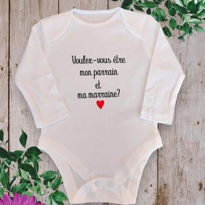 Personalized unisex baby bodysuits "Will you be my godfather and godmother?"