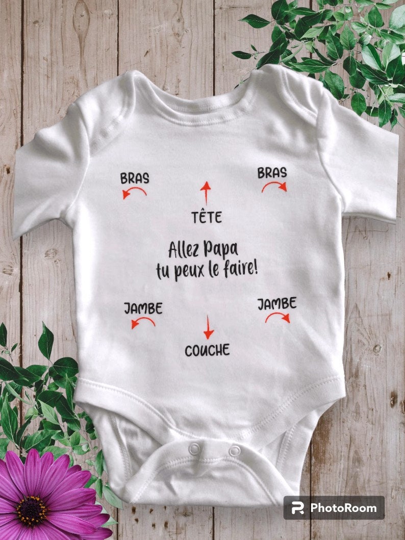 Bodie Personalized baby bodysuit Come on Dad you can do it Possibility of modifying the word Dad with the word of your choice ORANGE