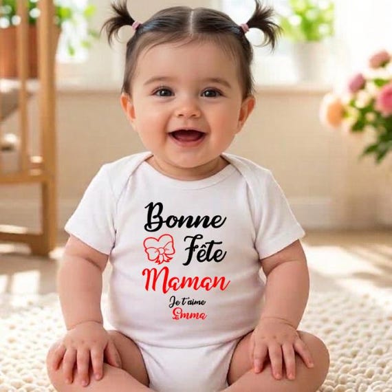 Body Bébé Manches Courtes Première Fête Des Mères - Cadeau Personnalisable 100% Coton