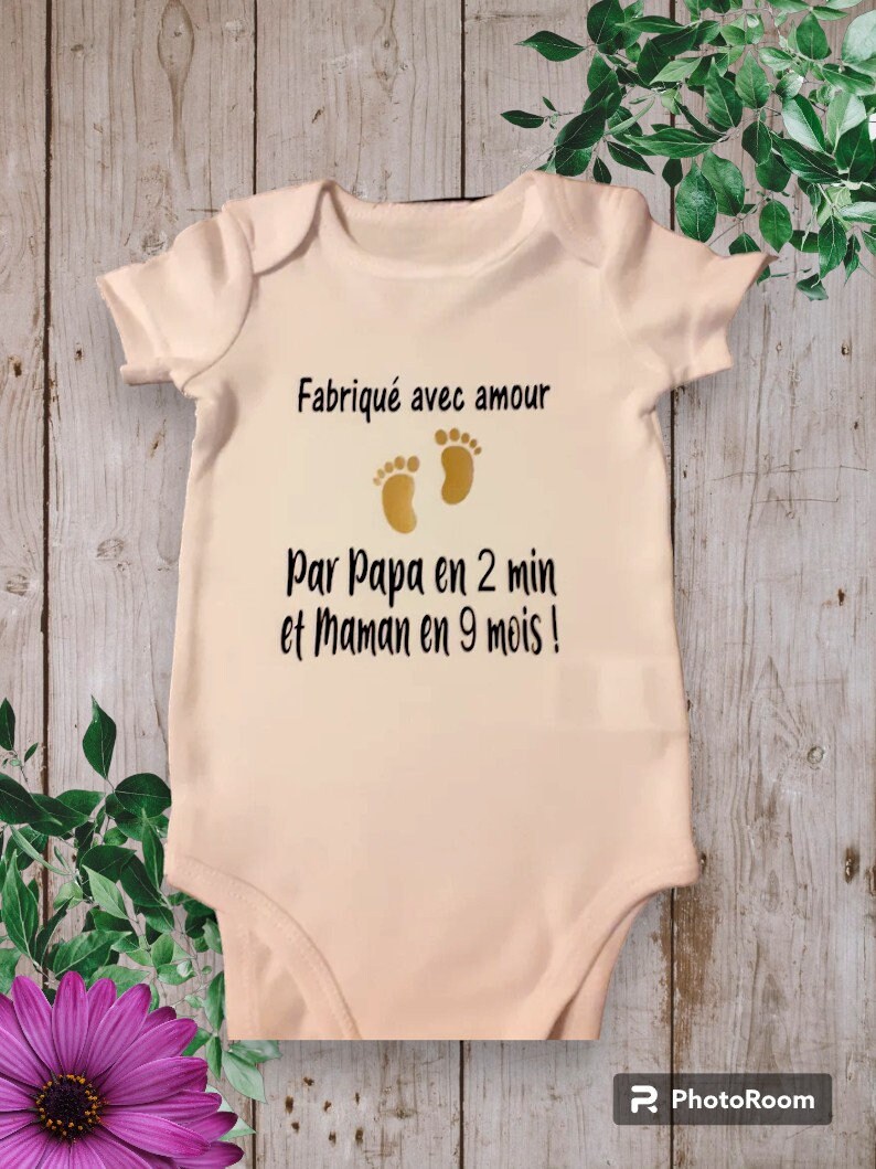 Bodie Body neonato personalizzato Fatto con amore da papà in 2 minuti e mamma in 9 mesi OR