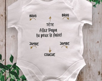 Bodie Personalized baby bodysuit "Come on Dad you can do it" Possibility of modifying the word Dad with the word of your choice