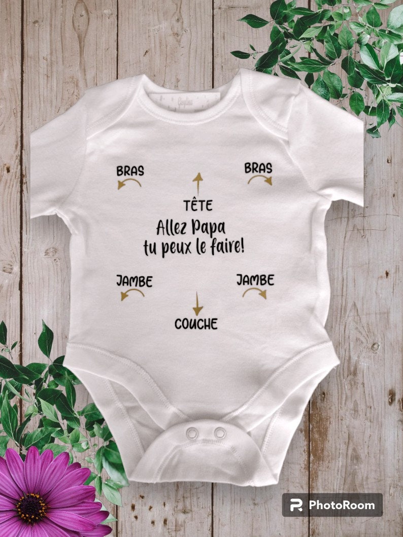 Bodie Personalized baby bodysuit Come on Dad you can do it Possibility of modifying the word Dad with the word of your choice OR