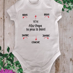 Bodie Personalisierter Baby-Body Komm schon, Papa, du schaffst das Möglichkeit, das Wort Papa mit dem Wort Ihrer Wahl zu ändern ROUGE
