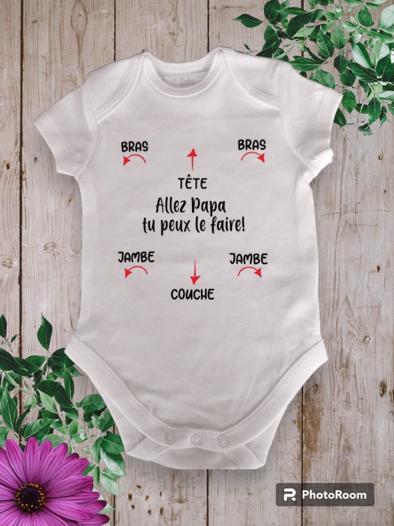 Bodie Personalized baby bodysuit Come on Dad you can do it Possibility of modifying the word Dad with the word of your choice ROUGE