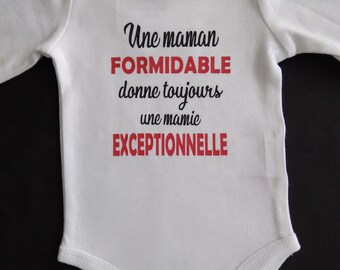 Personalized bodysuit "A great mom always gives an exceptional granny" or word of your choice