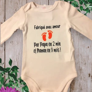 Bodie Body neonato personalizzato Fatto con amore da papà in 2 minuti e mamma in 9 mesi Orange