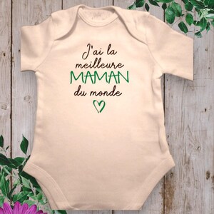 Bodys de bebé unisex personalizados Tengo la Mejor MAMÁ del Mundo o con la palabra que tú elijas TATA, ABUELA... Vert foncé