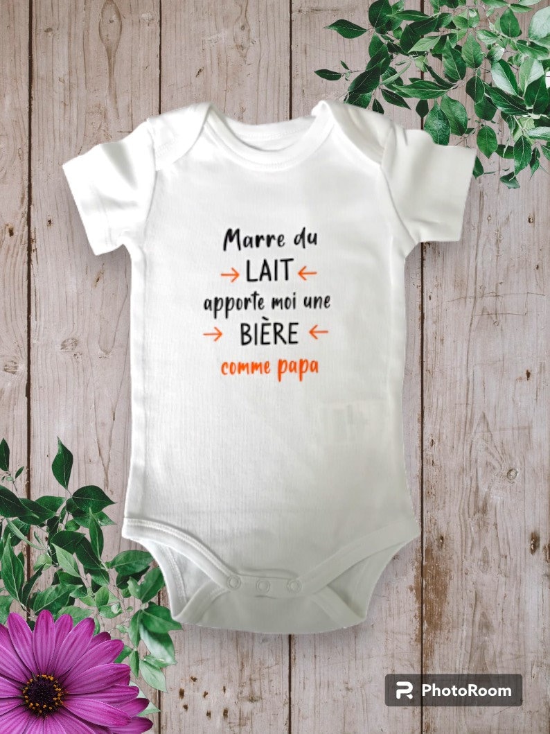 Bodie Body bébé Personnalisé Marre du Lait apporte moi une bière comme papa Possibilité de modifier le mot Papa par celui de votre choix Orange