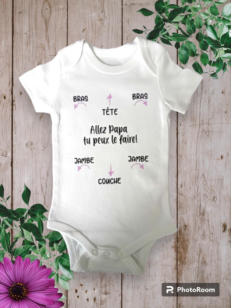 Bodie Personalisierter Baby-Body Komm schon, Papa, du schaffst das Möglichkeit, das Wort Papa mit dem Wort Ihrer Wahl zu ändern Lilas