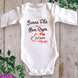 Personalized Baby Bodysuit Happy Birthday My Dad or the word of your choice My Grandma, My Mom... with First Name orange