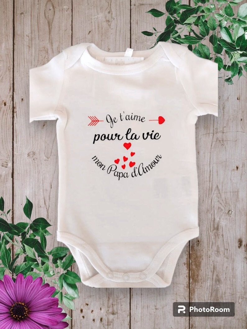 Bodie Body bébé unisexe personnalisé Je t'aime pour la vie mon papa d'amour possibilité de changer le mot papa par celui de votre choix image 1