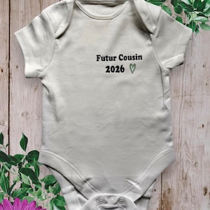 Personalized unisex bodysuits or T-shirts Pregnancy announcements &quot;Future Cousin 2026 or customization of your choice (Big brother, Future cousin, etc.)&quot;