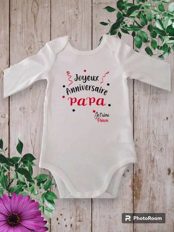 Bodies Body bebe ou t shirt Joyeux Anniversaire PAPA ou autre personnalisation je t aime avec Prenom au choix Etsy Canada