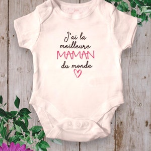 Bodys de bebé unisex personalizados Tengo la Mejor MAMÁ del Mundo o con la palabra que tú elijas TATA, ABUELA... Rouge