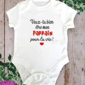 Personalized Baby Bodysuits "Will you be my Godfather for life" or my godmother, customization of your choice