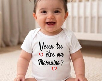 Baby bodysuit asking for godmother or godfather (your choice) - Will you be my godmother or godfather? - Gift for future godmother or godfather