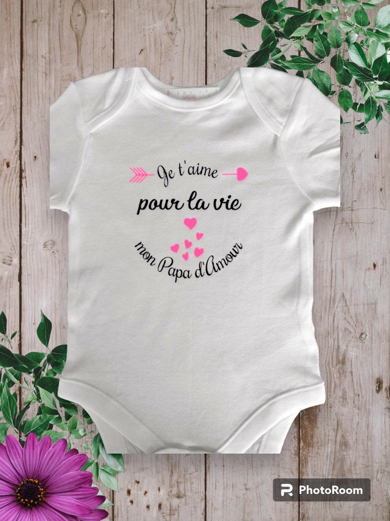 Bodie Personalized unisex baby body I love you for life my loving daddy possibility of changing the word daddy to that of your choice Rose fluo