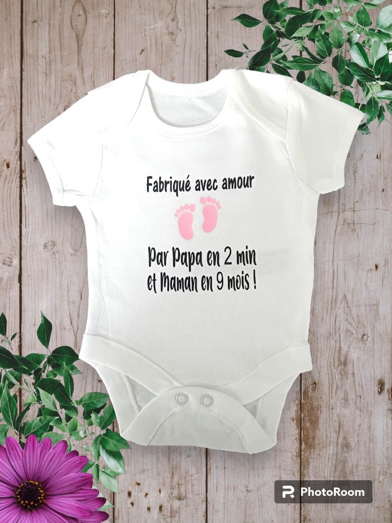 Bodie Body neonato personalizzato Fatto con amore da papà in 2 minuti e mamma in 9 mesi Rose claire