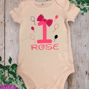 Bodie Body or personalized unisex t-shirt 1st birthday with the first name of your choice Rose fluo