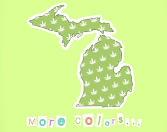 Cannabis Leaf Patterned Michigan Sticker | 2.5" Glossy | Multiple colors available!