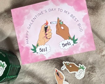 Best Bud Birthday or Galentine’s Day Card | "Best Bud" Weed Friendly