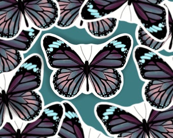 Butterfly Sticker - Matte Blues